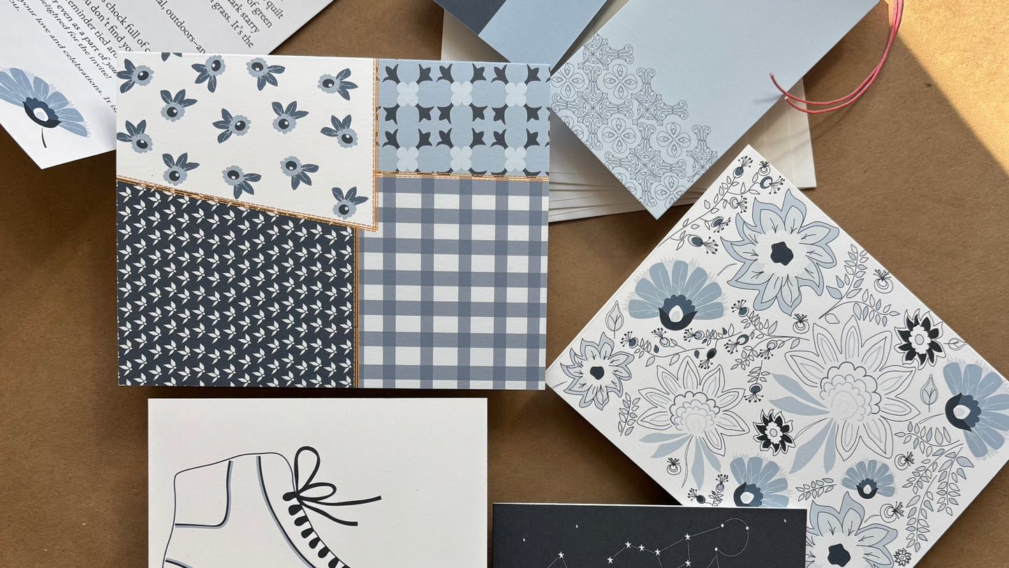 collection of Noted+Co.'s Spring Suite of Quarter Notes, a subscription of seasonal note cards
